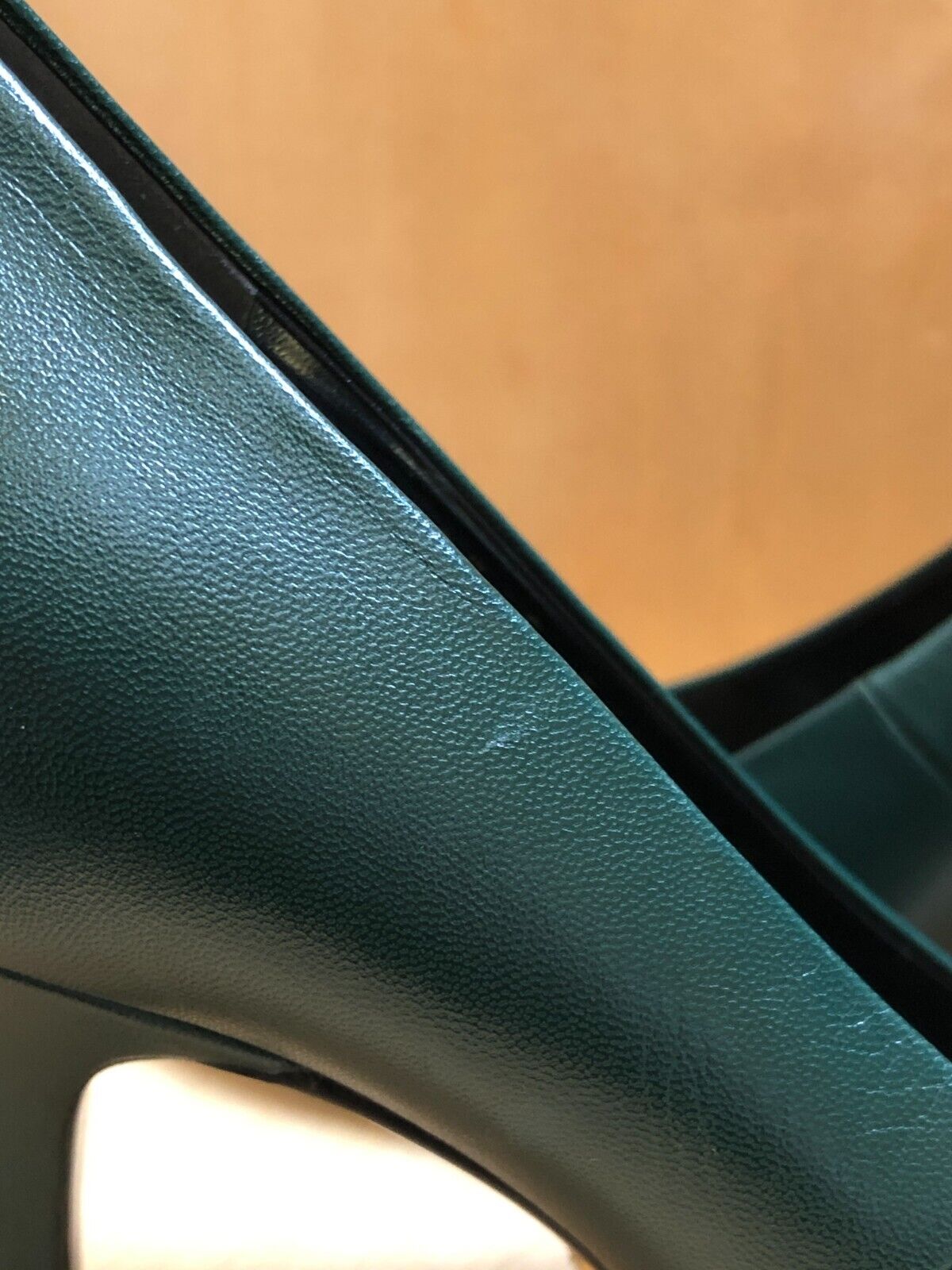 GUCCI Blanca Malaga Kid Dark Green Leather Pointed Toe Stiletto Heel Pump 37.5