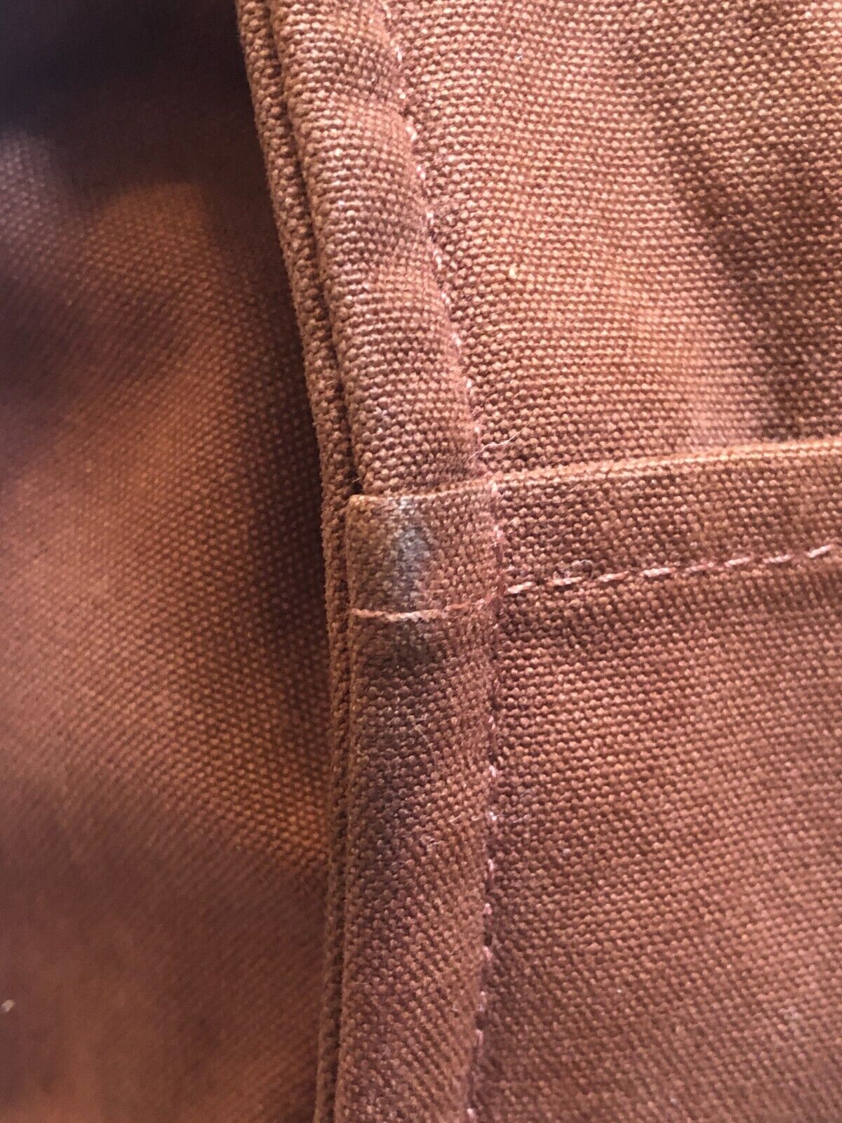 HERMES Fourre Tout Mm Camel Brown Blue Stripe Canvas Tote Shoulder Bag Purse