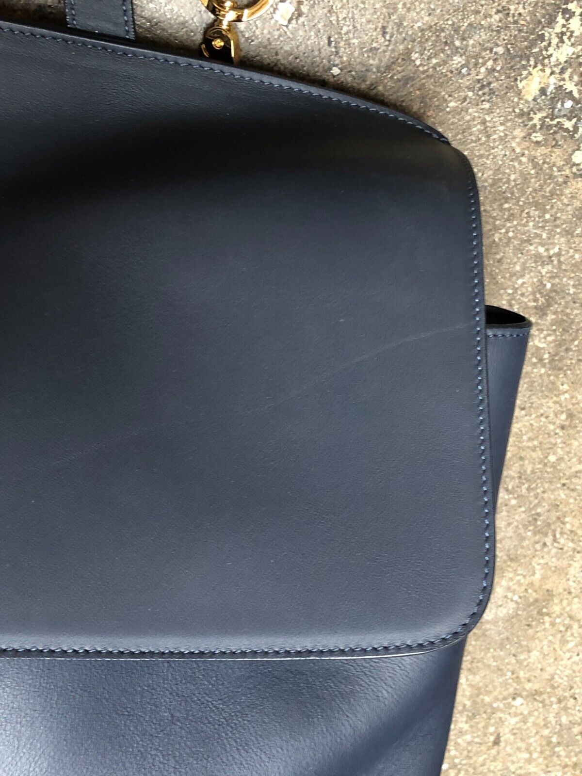 MANSUR GAVRIEL Soft Lady Large Navy Flap Calfskin Leather Shoulder Bag Purse