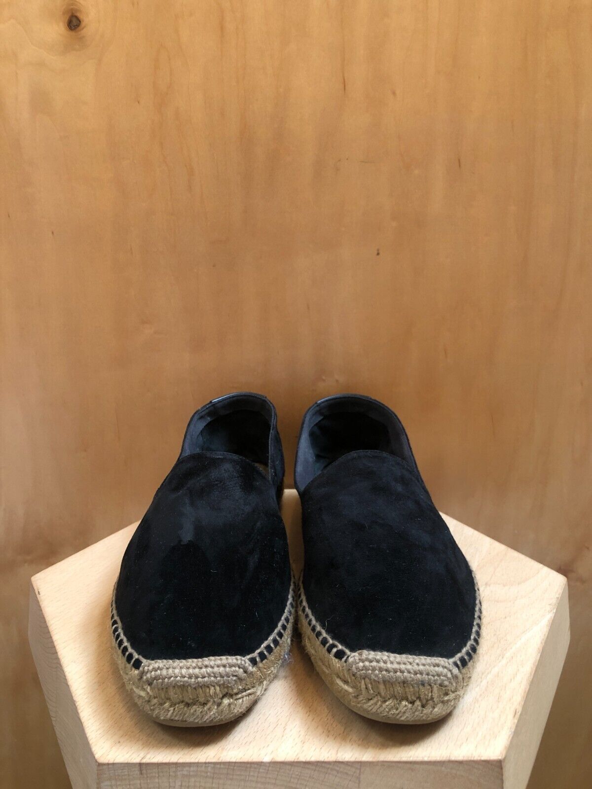 SAINT LAURENT Men's Black Suede Slip On Flat Espadrille Sandals 43/9-9.5