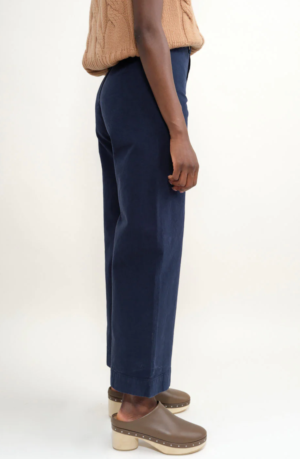 JESSE KAMM Sailor Midnight Navy Blue Wide Leg High Waist Canvas Trouser Pant 0/2