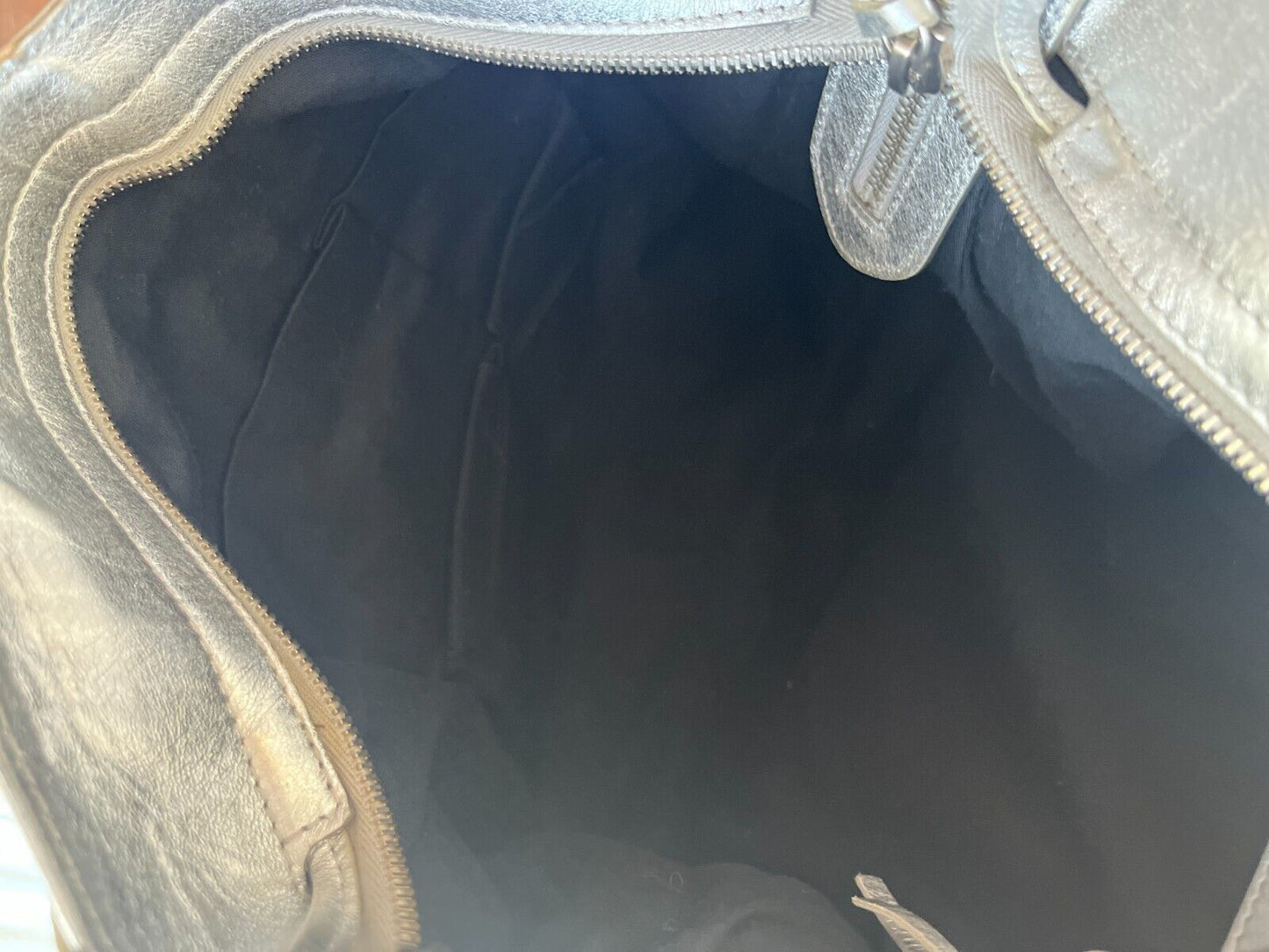 BALENCIAGA Velo Silver Motocycle Small Stud Leather Shoulder Tote Bag Purse