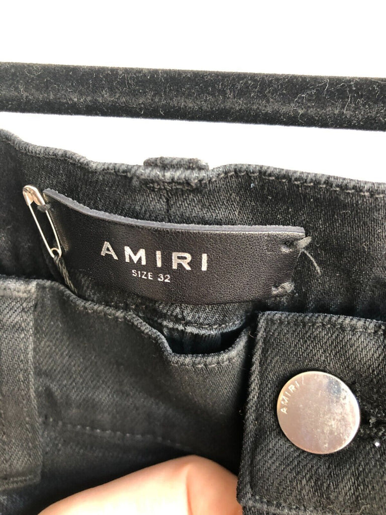 AMIRI $1300 Men's Rough Black Side Studded Silver Broken Slim Skinny Jean 32