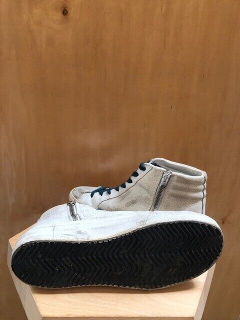 GOLDEN GOOSE Slide White Snakeskin Silver Glitter Star High Top Sneaker Shoe 37