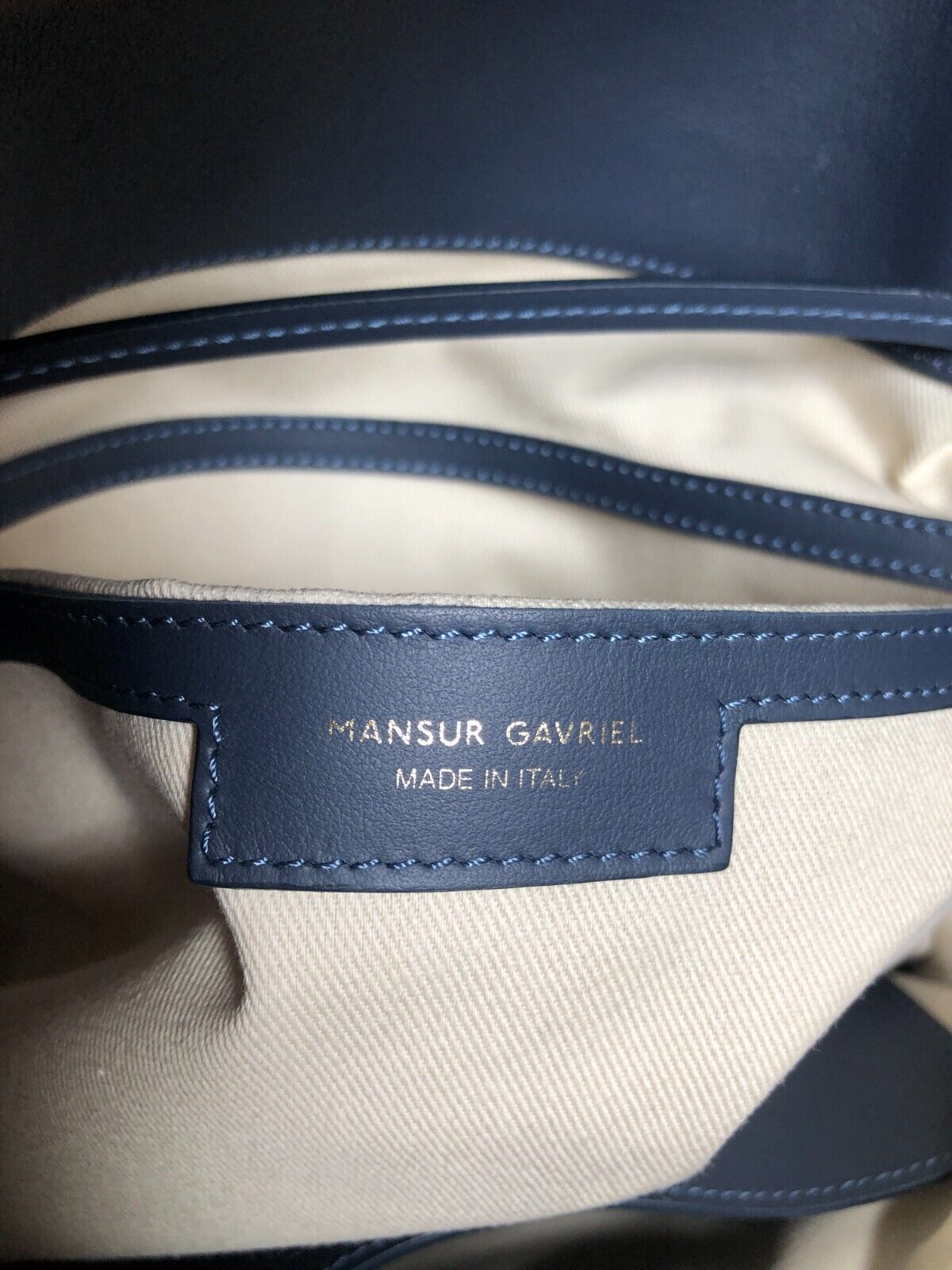 MANSUR GAVRIEL Soft Lady Large Navy Flap Calfskin Leather Shoulder Bag Purse