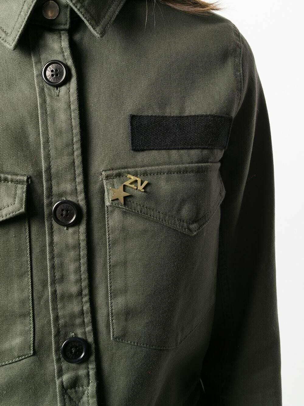 ZADIG & VOLTAIRE Tackl Military Army Green Embellished Utility Shirt Jacket L