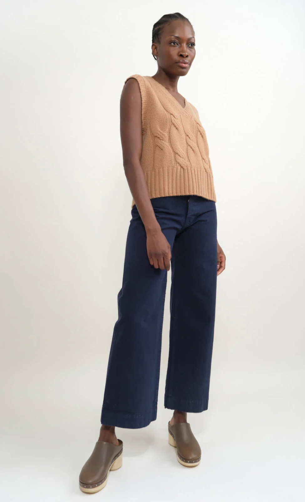 JESSE KAMM Sailor Midnight Navy Blue Wide Leg High Waist Canvas Trouser Pant 0/2