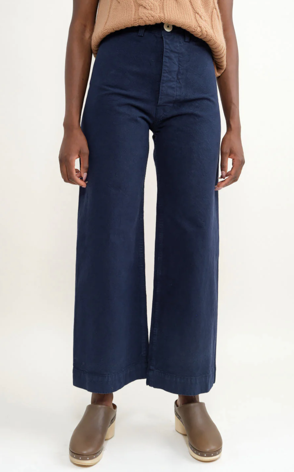 JESSE KAMM Sailor Midnight Navy Blue Wide Leg High Waist Canvas Trouser Pant 0/2