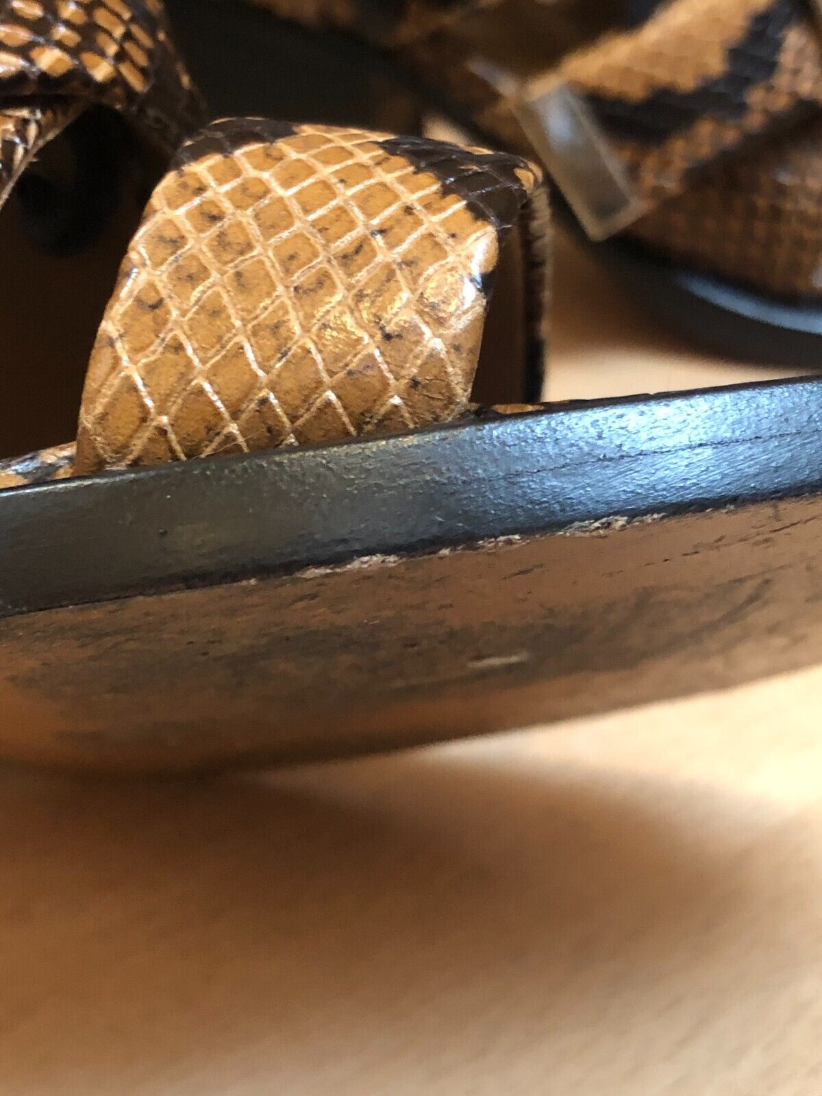 CHLOE Rylee Brown Snakeskin Print Leather Buckle Gladiator Sandal Heel 37.5/7.5