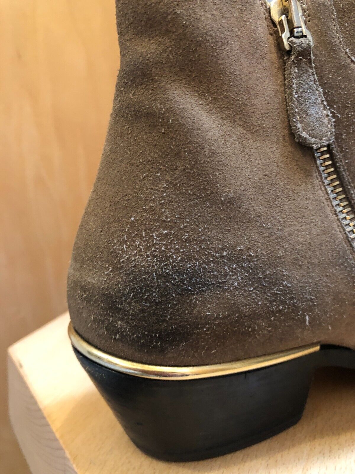 CHLOE Susanna Brown Beige Taupe Gold Studded Suede Multi Buckle Ankle Boot 35