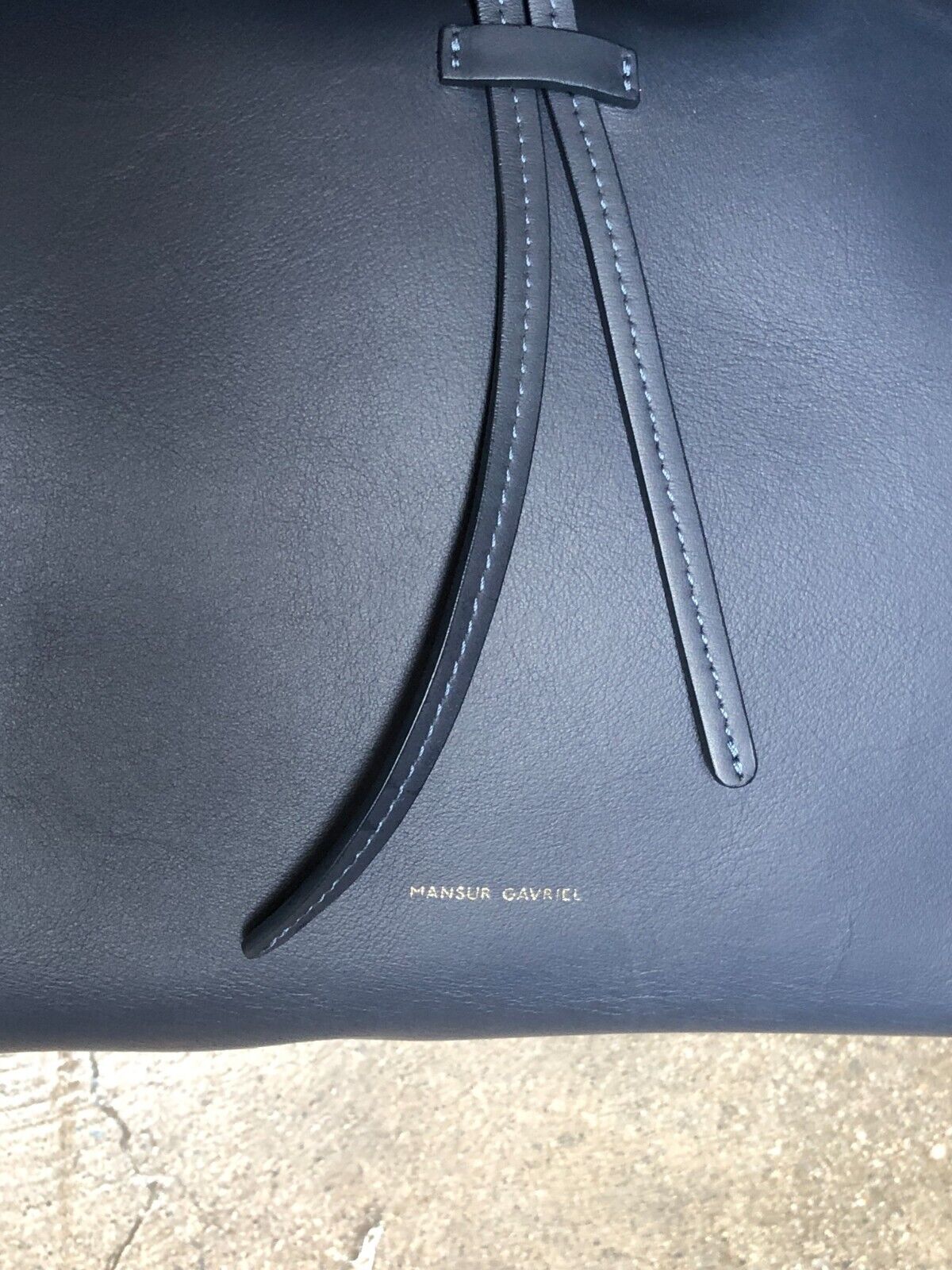 MANSUR GAVRIEL Soft Lady Large Navy Flap Calfskin Leather Shoulder Bag Purse