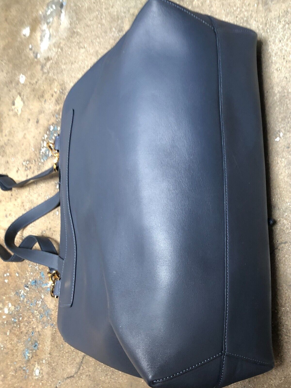 MANSUR GAVRIEL Soft Lady Large Navy Flap Calfskin Leather Shoulder Bag Purse