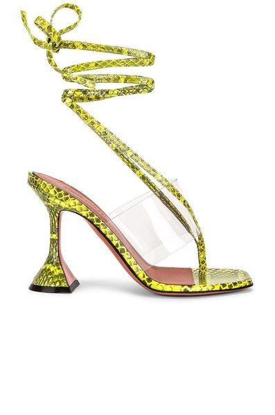 サンダル・ミュール Amina Muaddi Yellow Satin Sandals With Hourglass Heel Amina Muaddi Yellow Satin With Hourglass Heel | THE LIST