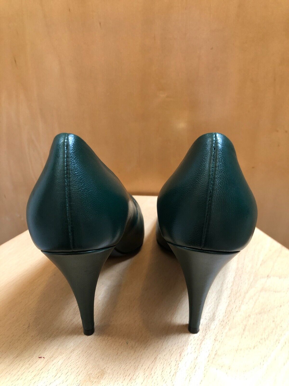 GUCCI Blanca Malaga Kid Dark Green Leather Pointed Toe Stiletto Heel Pump 37.5