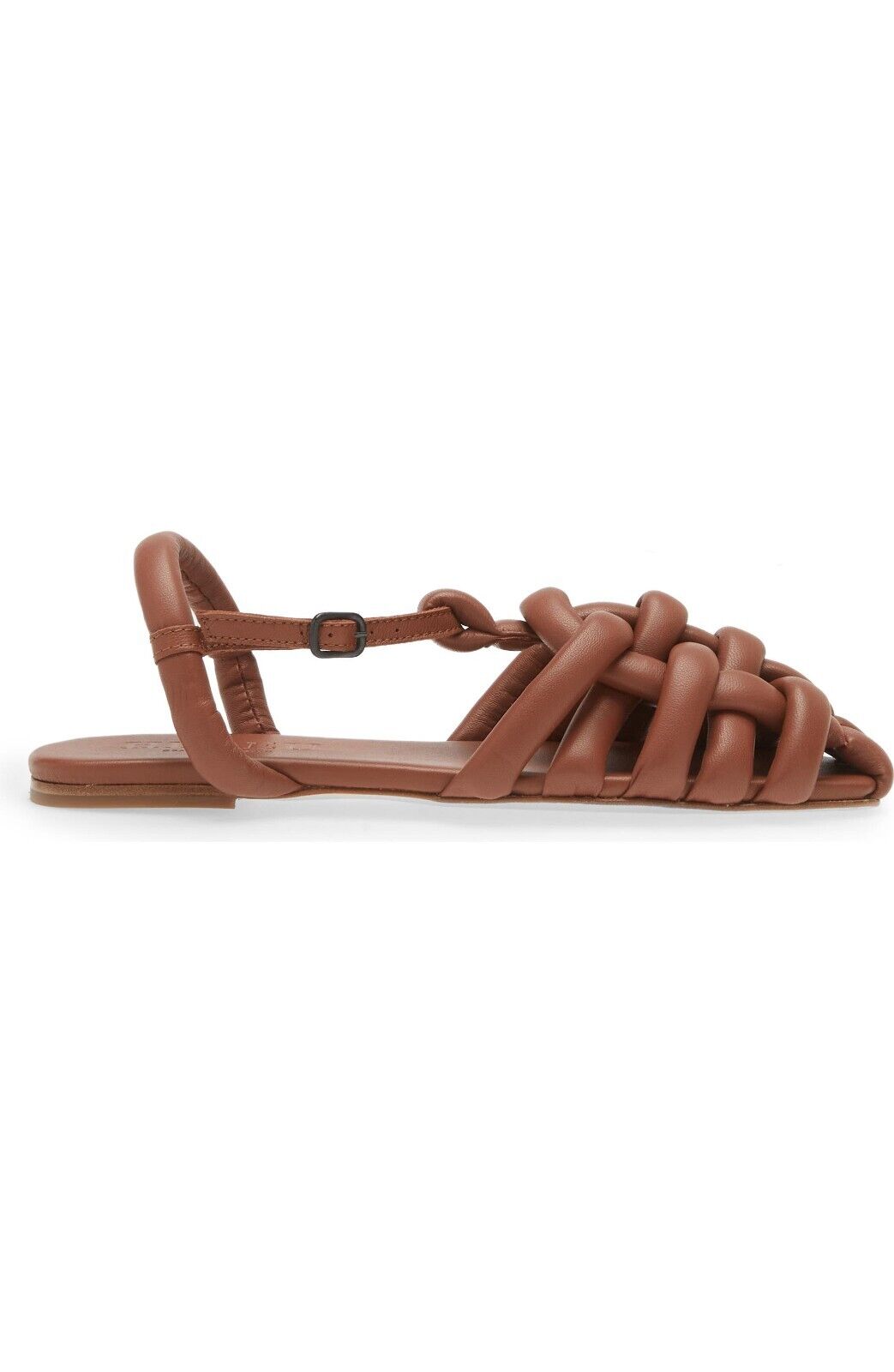 HEREU Cabersa Brown Woven Slingback Fisherman Ssense Leather Flat Sandal Shoe 41