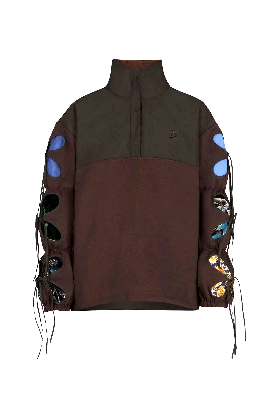 J.KIM Brown Fleece Cut Out Tie Butterfly Dye Sleeve SSense Jacket Sweater S