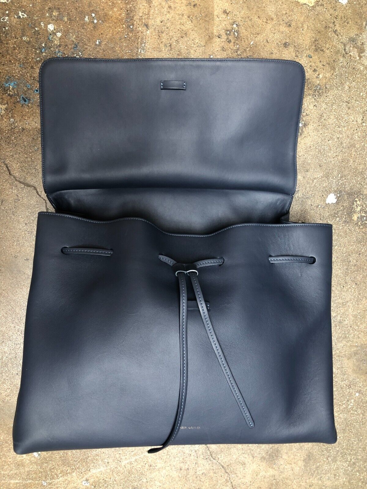 MANSUR GAVRIEL Soft Lady Large Navy Flap Calfskin Leather Shoulder Bag Purse