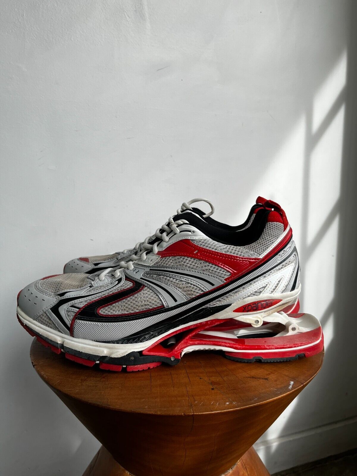 BALENCIAGA Men's X Pander White Silver Red Black Tricolor Lace Up Sneakers 46/12