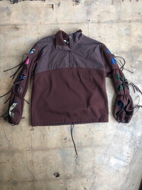 J.KIM Brown Fleece Cut Out Tie Butterfly Dye Sleeve SSense Jacket Sweater S
