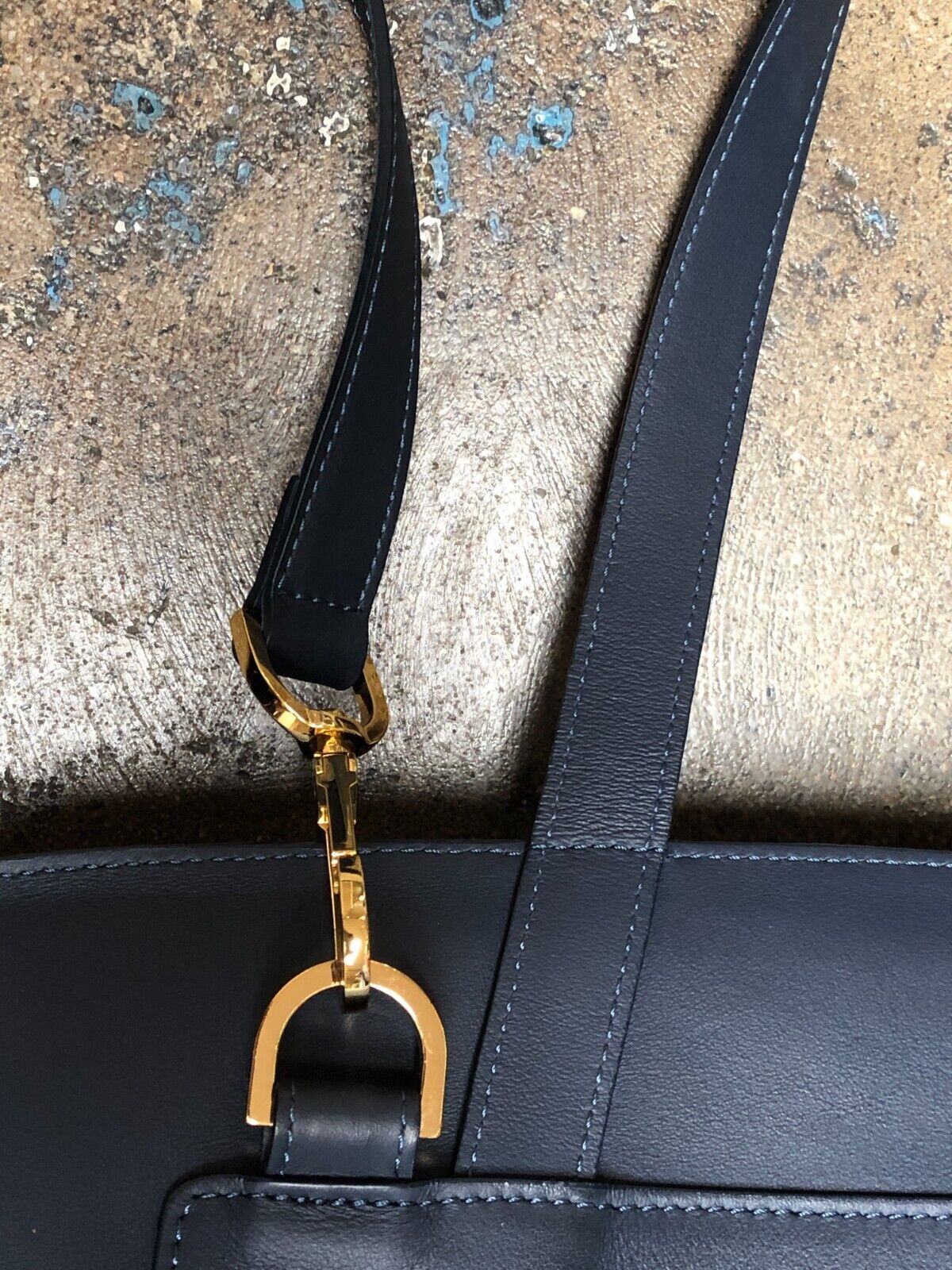MANSUR GAVRIEL Soft Lady Large Navy Flap Calfskin Leather Shoulder Bag Purse