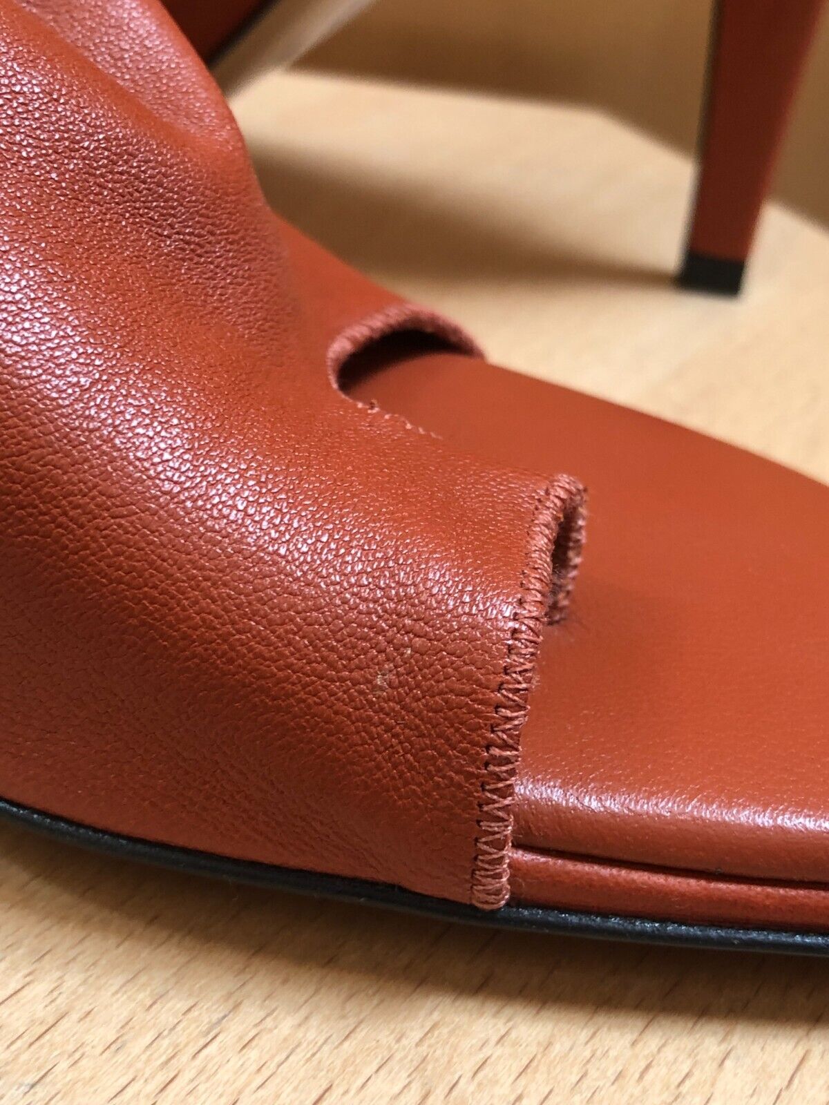 BOTTEGA VENETA Orange Open Two Toe Strap Loop Leather Heeled Mule Sandals 36.5