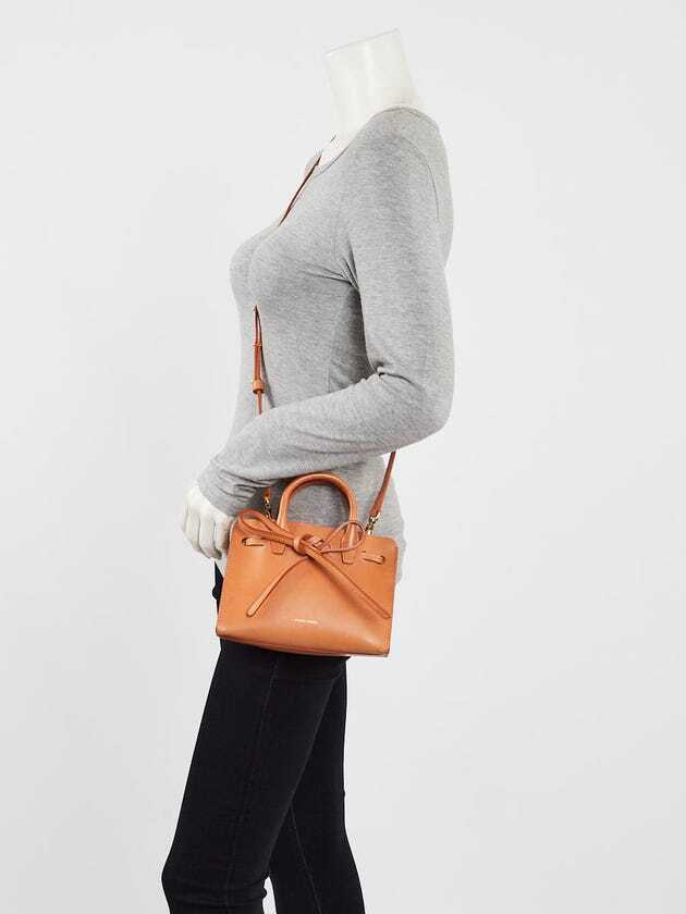 MANSUR GAVRIEL Sun Brown Tan Camel Vegetable Leather Bow Shoulder Bag Purse