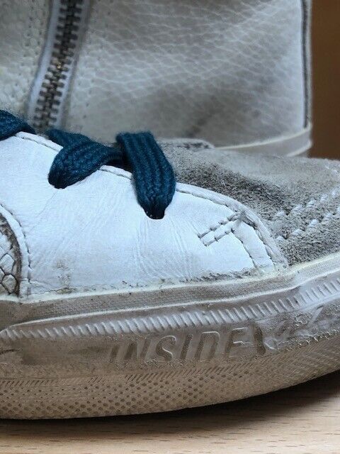GOLDEN GOOSE Slide White Snakeskin Silver Glitter Star High Top Sneaker Shoe 37