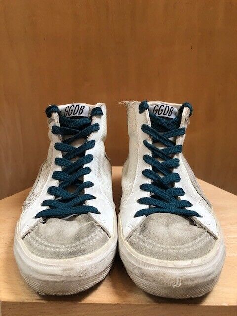 GOLDEN GOOSE Slide White Snakeskin Silver Glitter Star High Top Sneaker Shoe 37