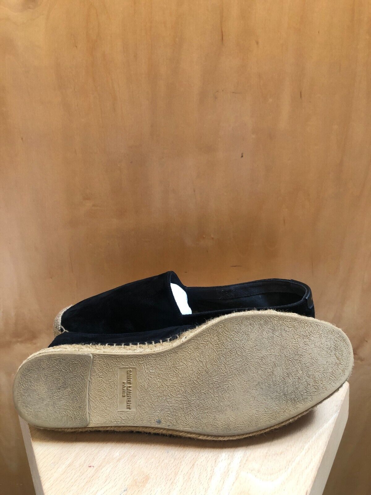 SAINT LAURENT Men's Black Suede Slip On Flat Espadrille Sandals 43/9-9.5