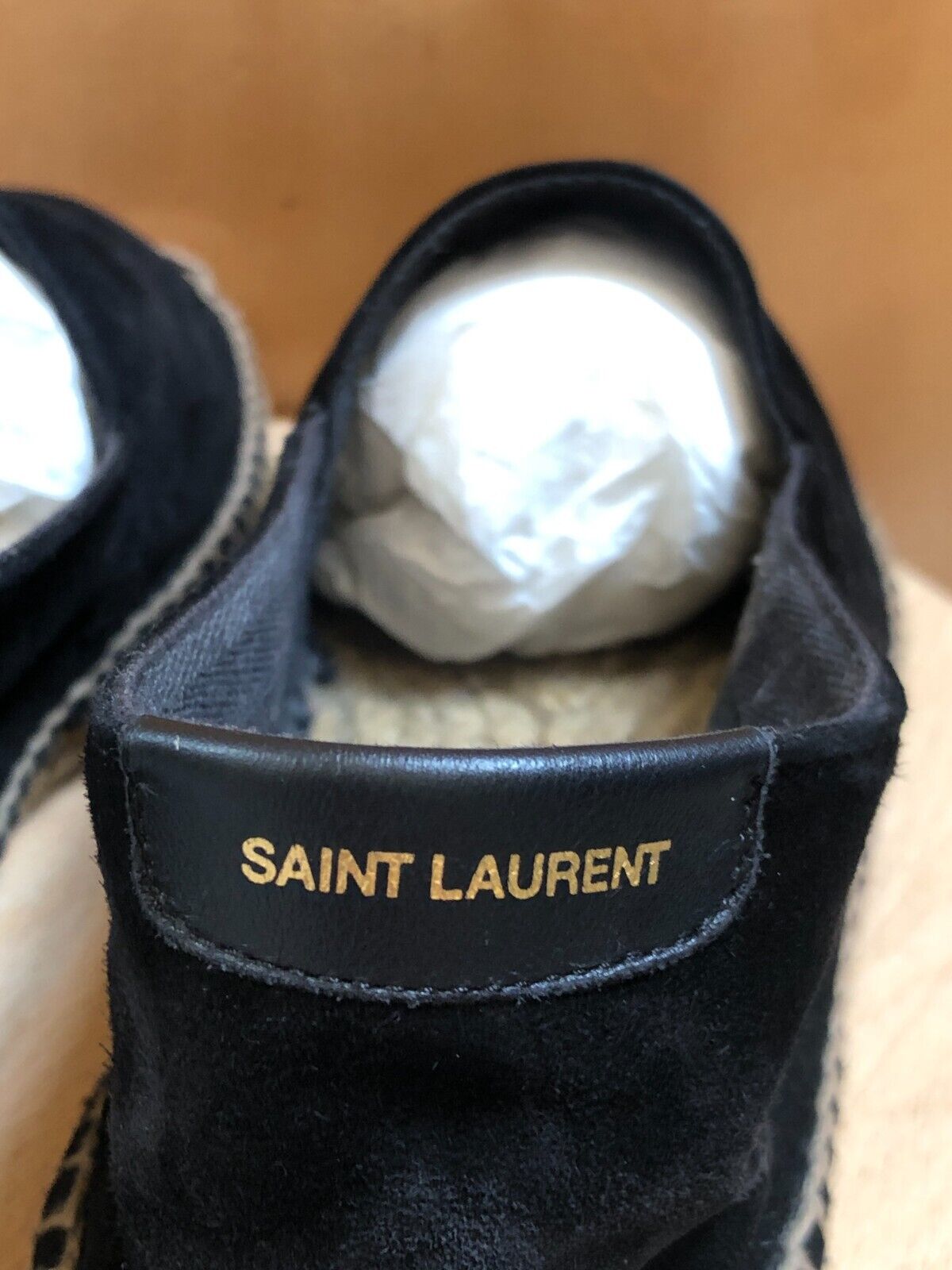 SAINT LAURENT Men's Black Suede Slip On Flat Espadrille Sandals 43/9-9.5