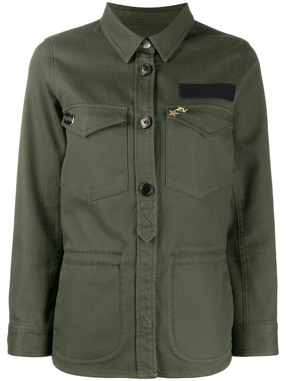ZADIG & VOLTAIRE Tackl Military Army Green Embellished Utility Shirt Jacket L