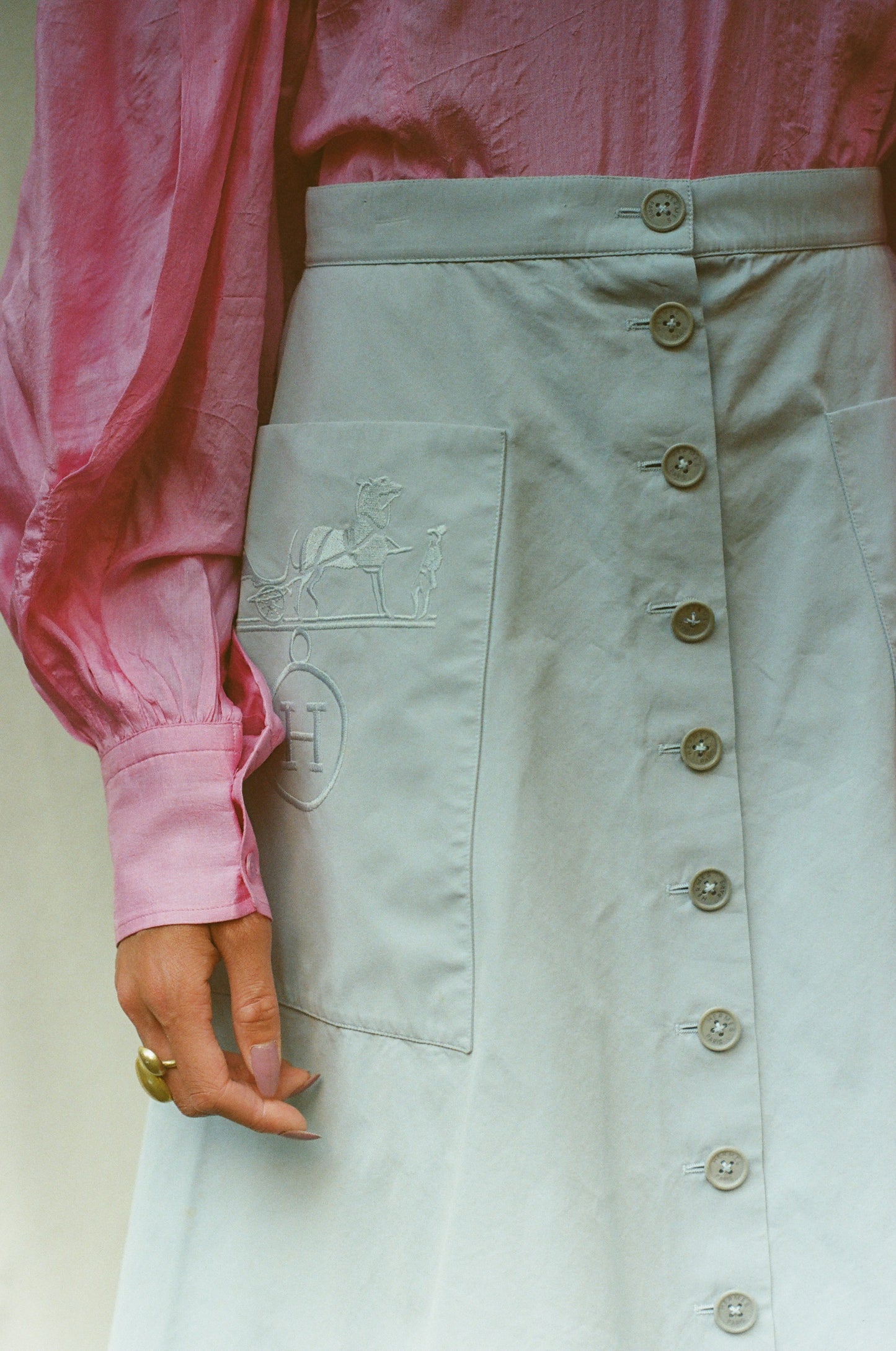 HERMES VINTAGE BABY BLUE SKIRT