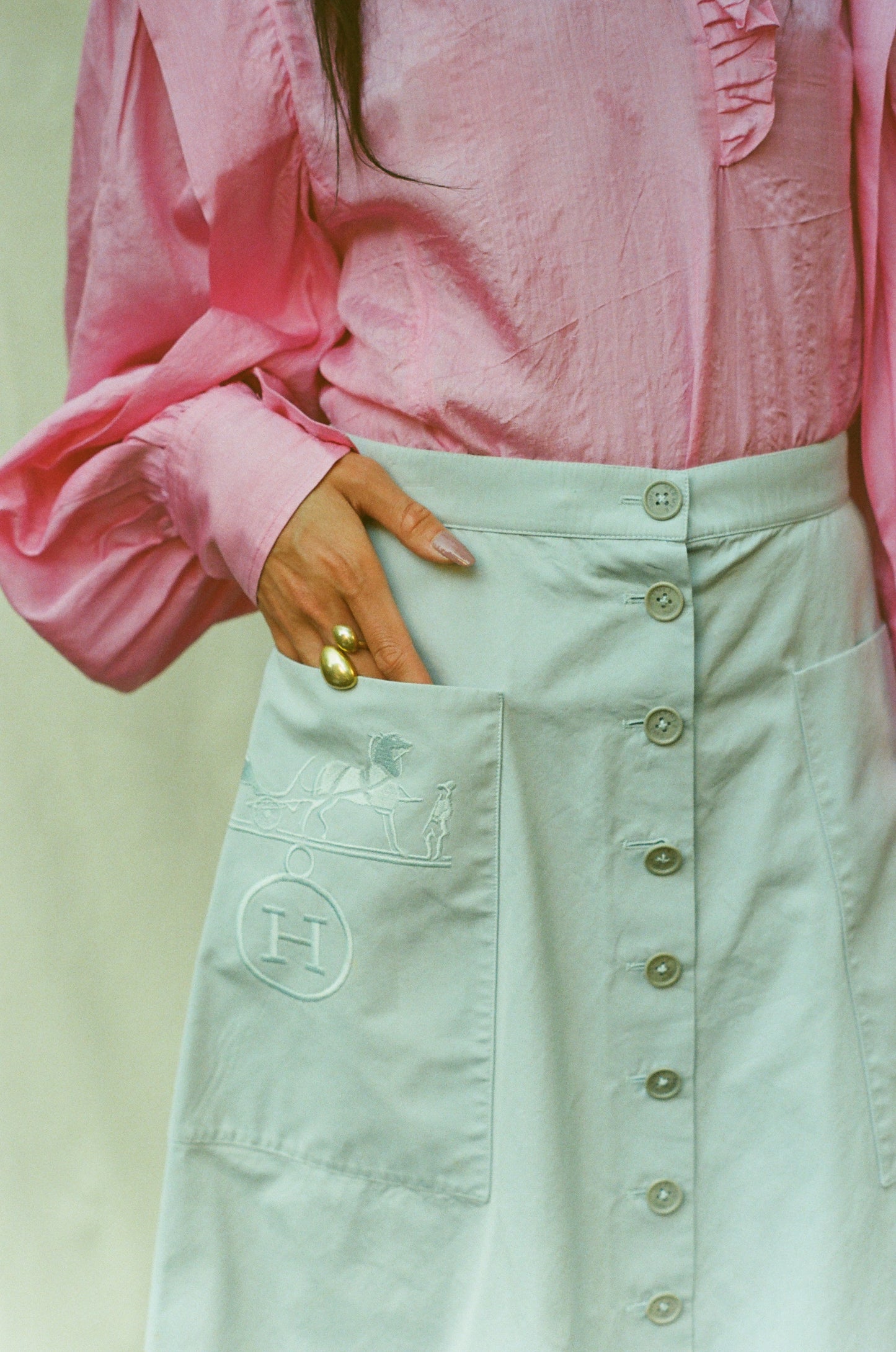 ISABEL MARANT CHANDRA PINK SILK TOP