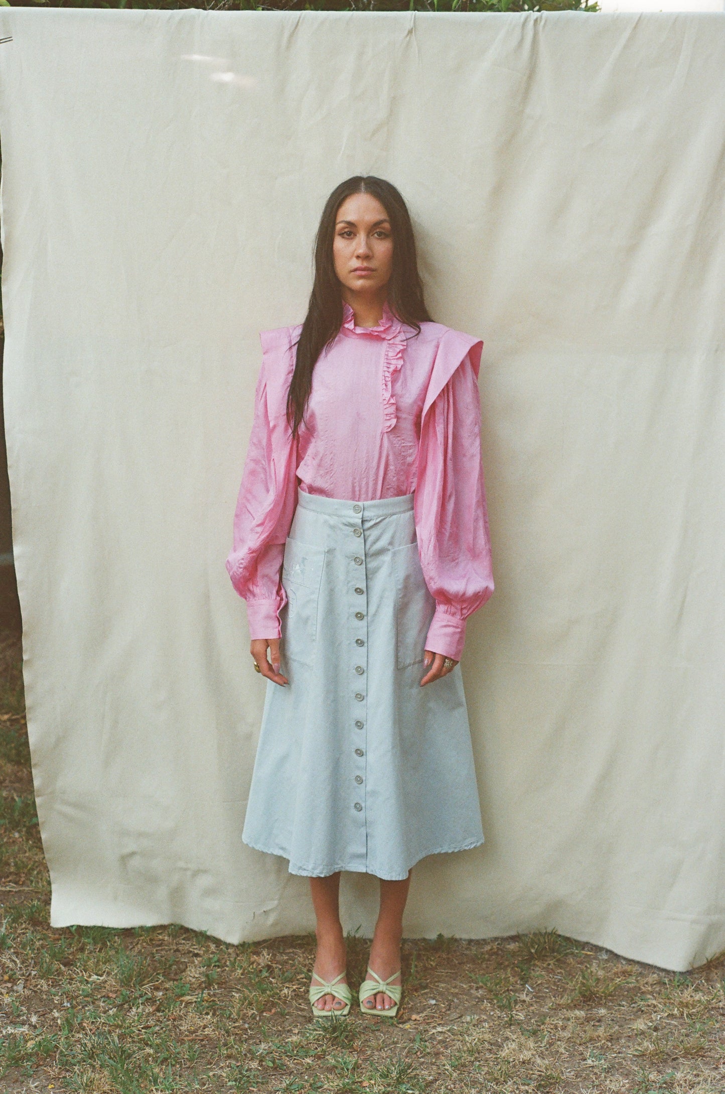 HERMES VINTAGE BABY BLUE SKIRT
