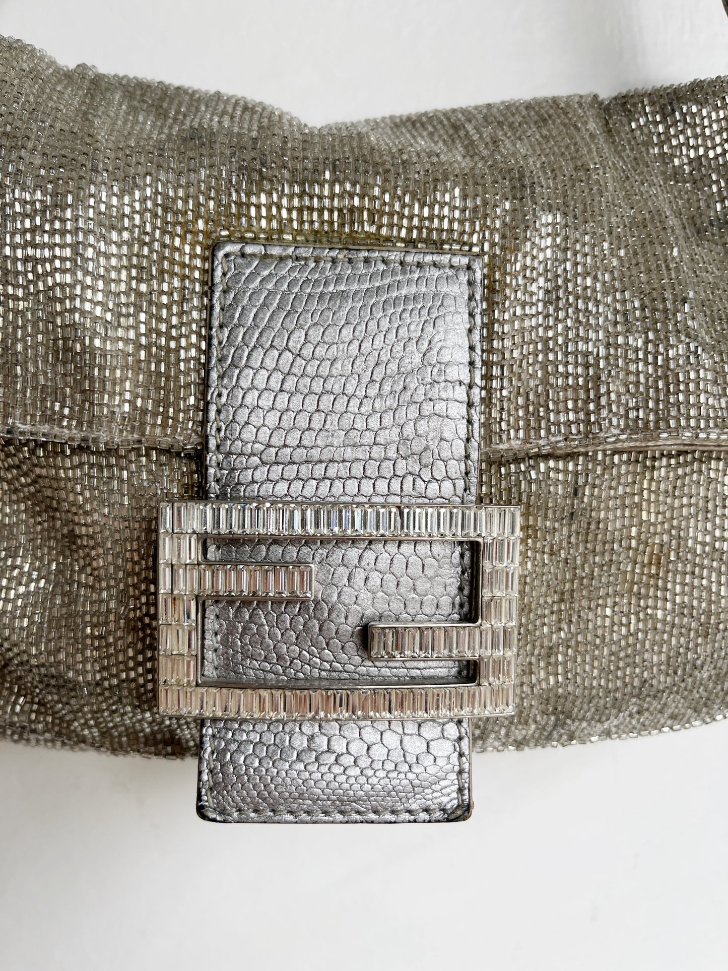 VINTAGE BEADED LIZARD BAGUETTE BAG