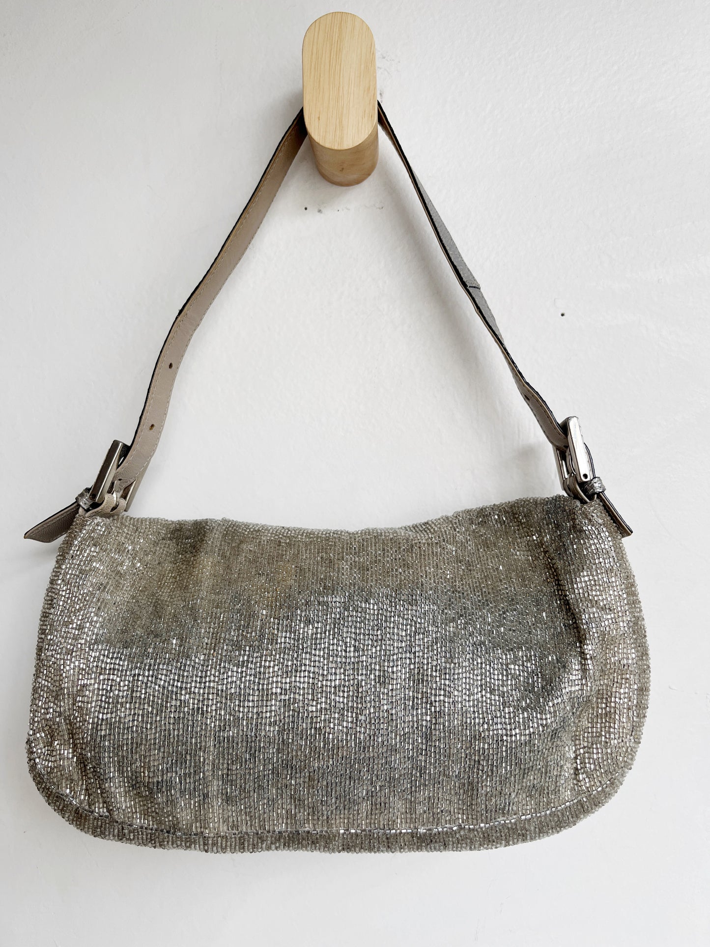 VINTAGE BEADED LIZARD BAGUETTE BAG