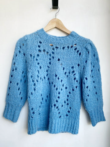 ISABEL MARANT Wild West Intarsia Beige One Shoulder Fair Isle Knit Sweater 34/2