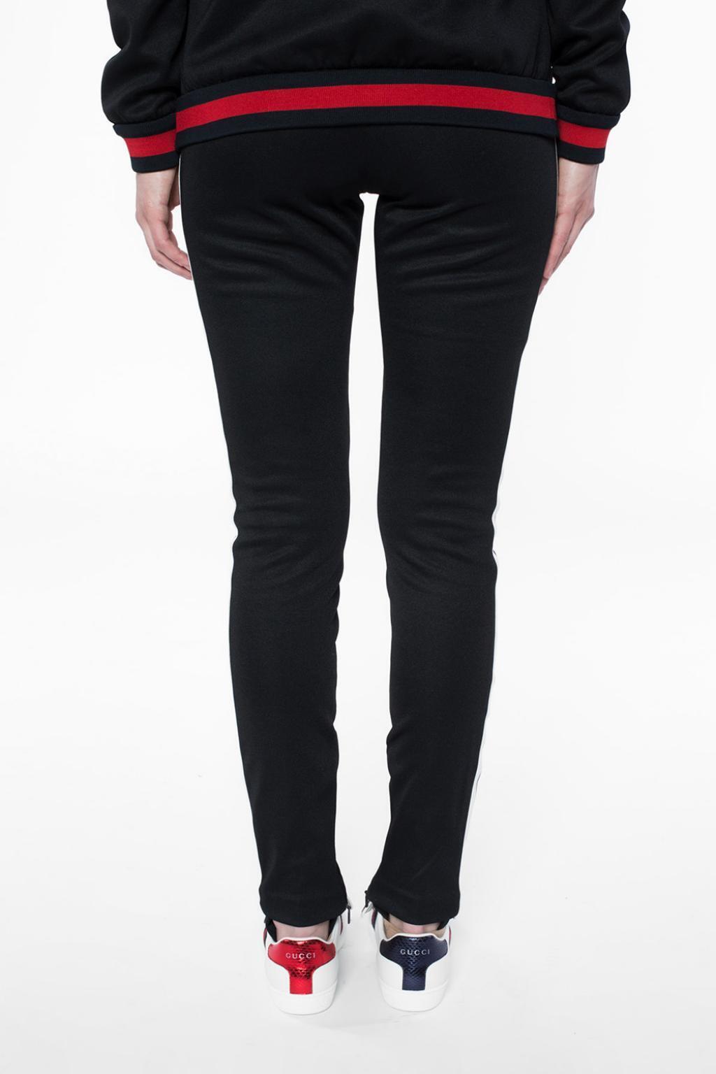 GUCCI Black Technical Web Band Red White Stripe Stirrup Sweat Pant Legging XS