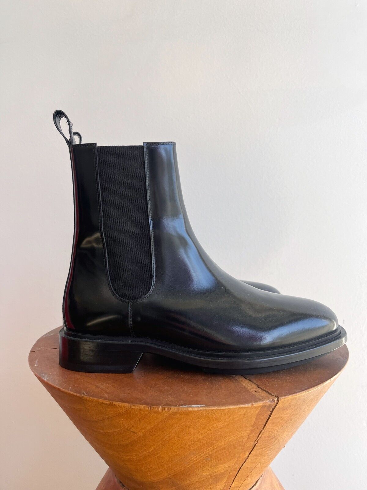 APC A.P.C. $600 Charlie Black Shiny Leather Square Toe Chelsea Ankle Boot 40/10
