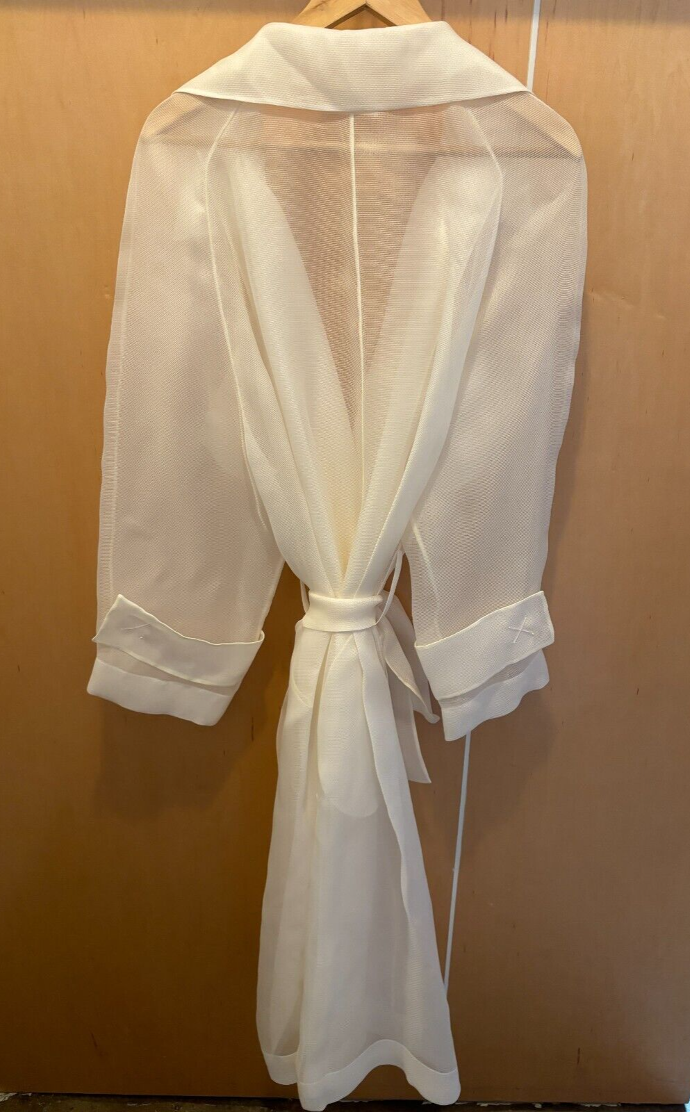 THE ROW Lau White Organza Mesh Silk Oversized Jacket Trench Coat O/S