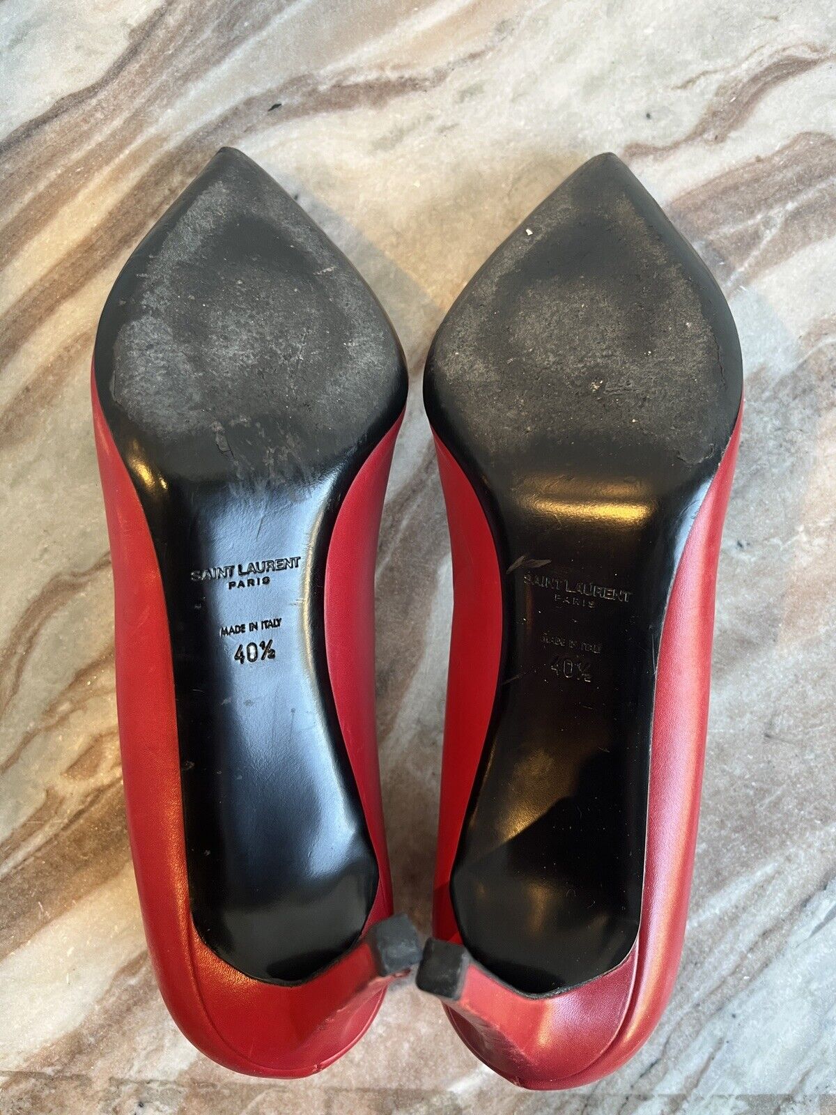 SAINT LAURENT Zoe Lipstick Red Leather 150mm Stiletto Heel Pointed Toe Pump 40.5