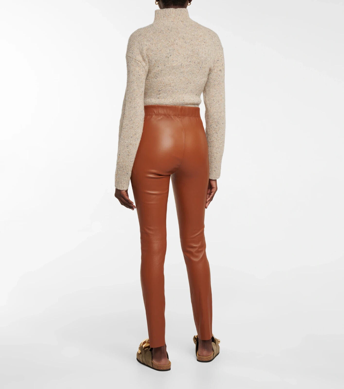 JOSEPH NWT $1168 Brown Camel Tan Leather Slim Leg Skinny Pant Leggings 36/4