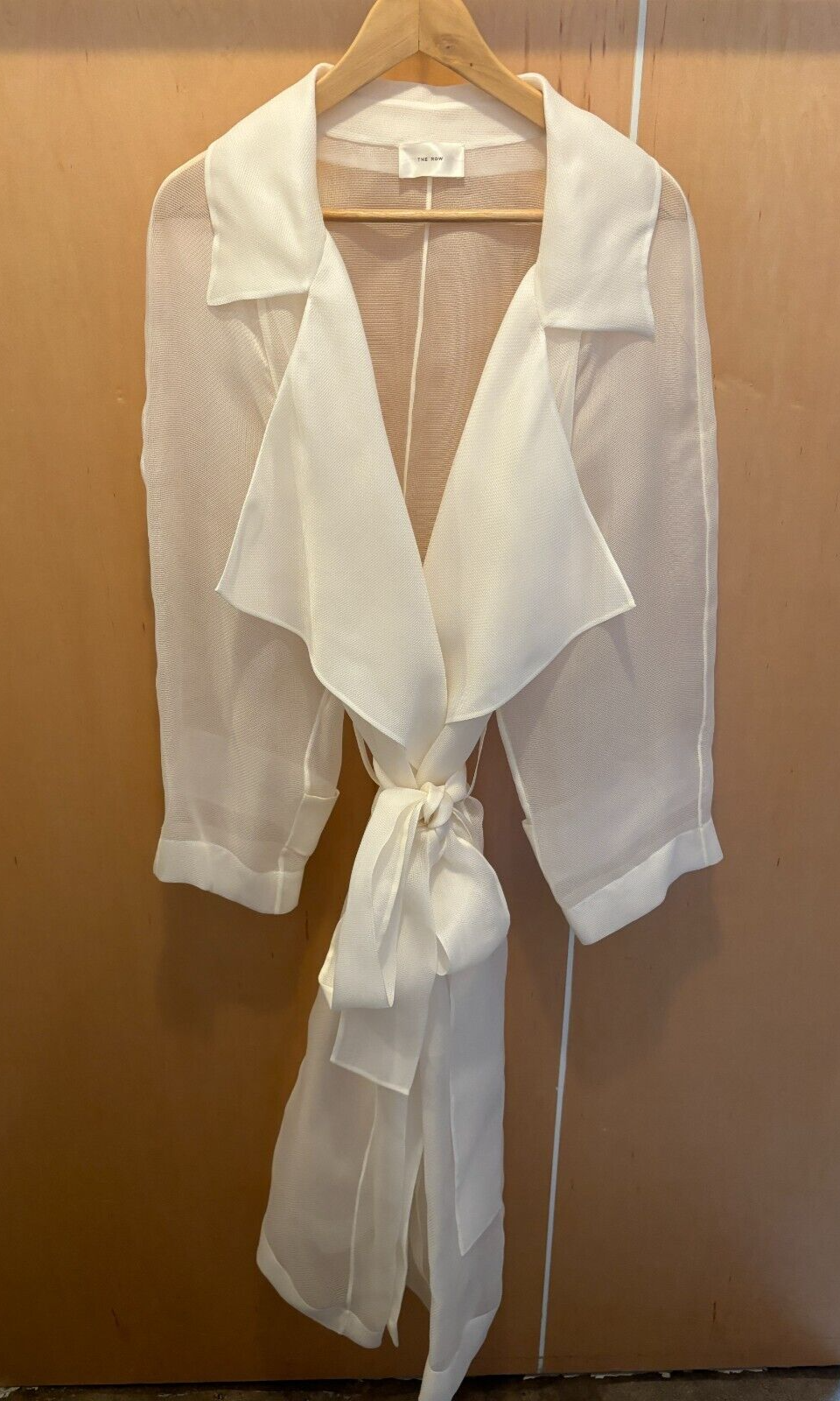 THE ROW Lau White Organza Mesh Silk Oversized Jacket Trench Coat O/S