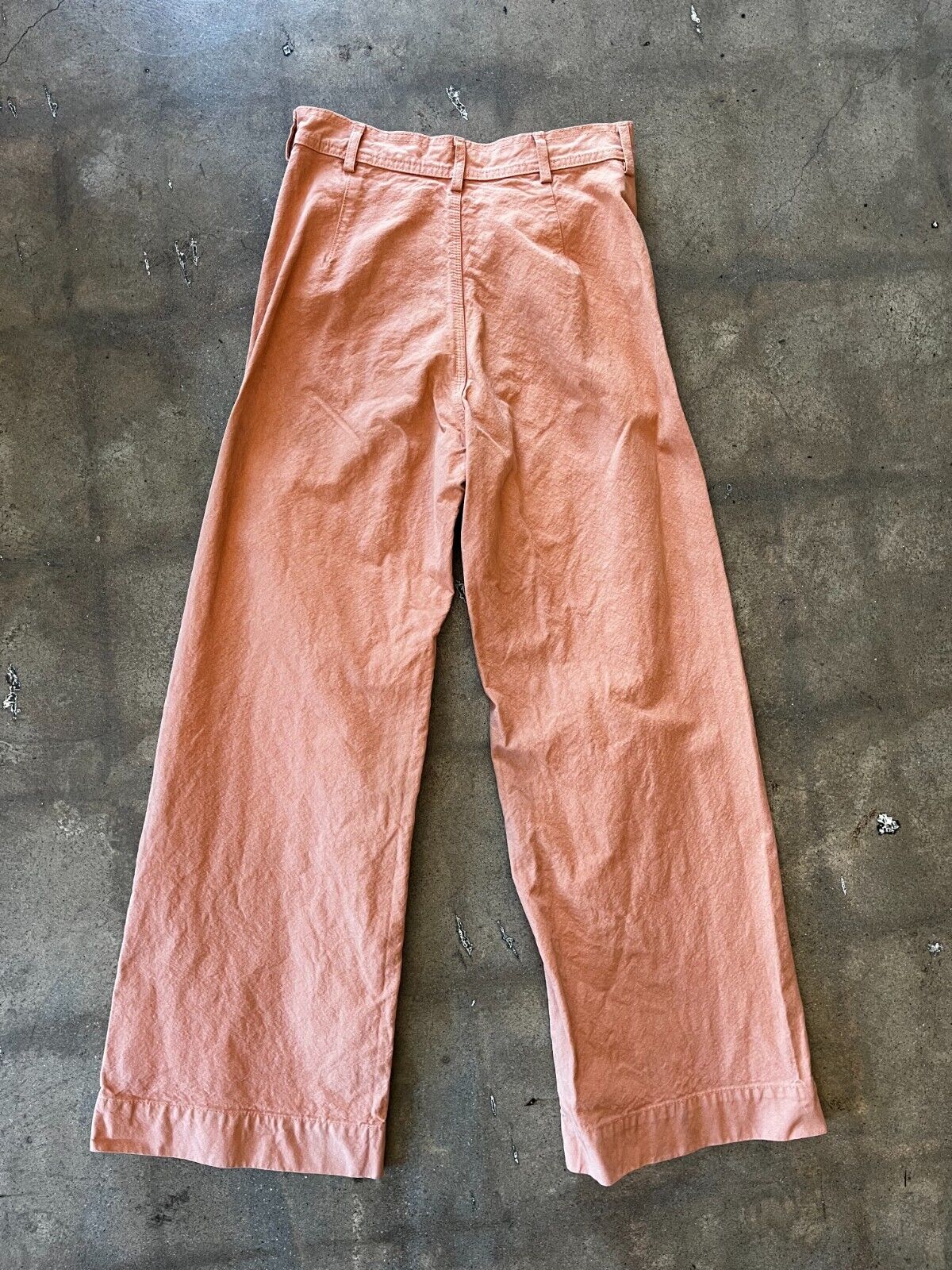 JESSE KAMM Sailor Skin Tone Peach Pink High Waist Canvas Wide Leg Cropped Pant M
