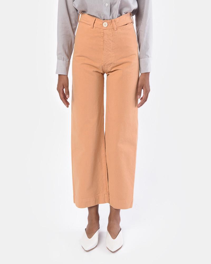 JESSE KAMM Sailor Skin Tone Peach Pink High Waist Canvas Wide Leg Cropped Pant M