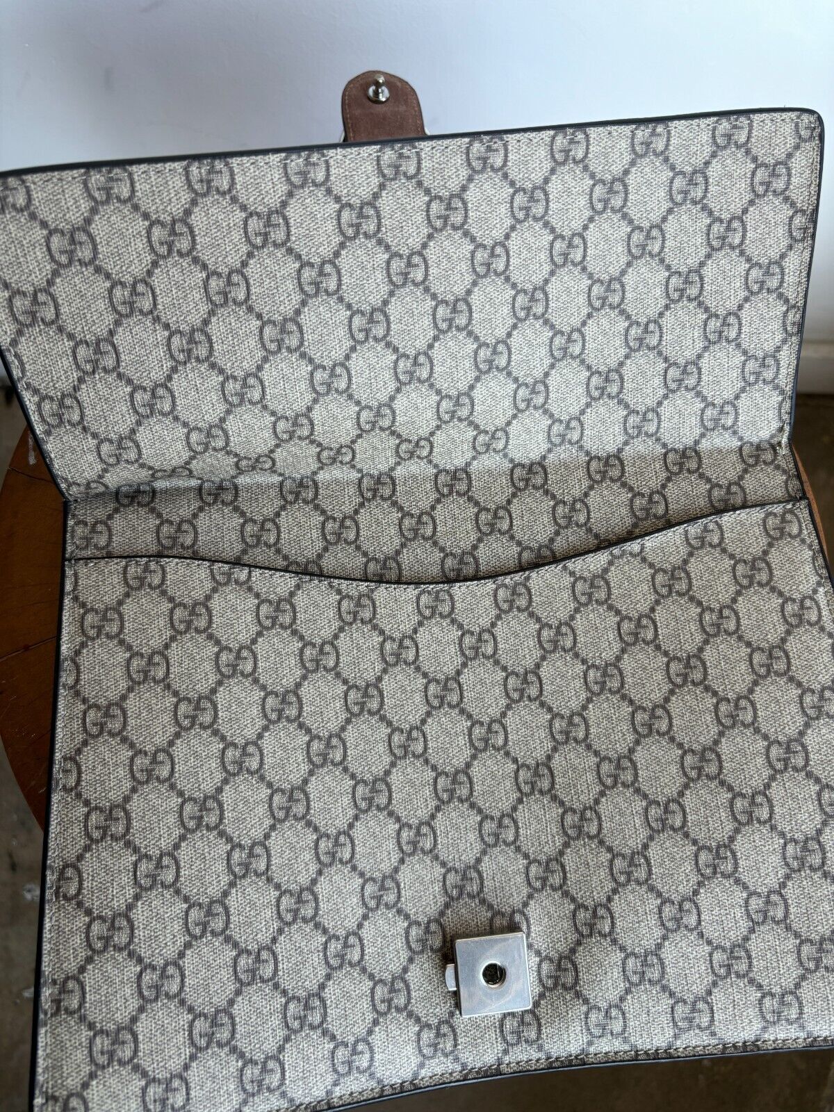 GUCCI GG Supreme Dionysus Hornet Beige Brom Monogram Logo Shoulder Bag Purse