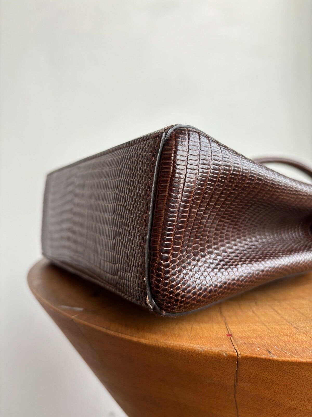 LITTLE LIFFNER Madame Mademoiselle Brown Lizard Leather Small Mini Bag Purse