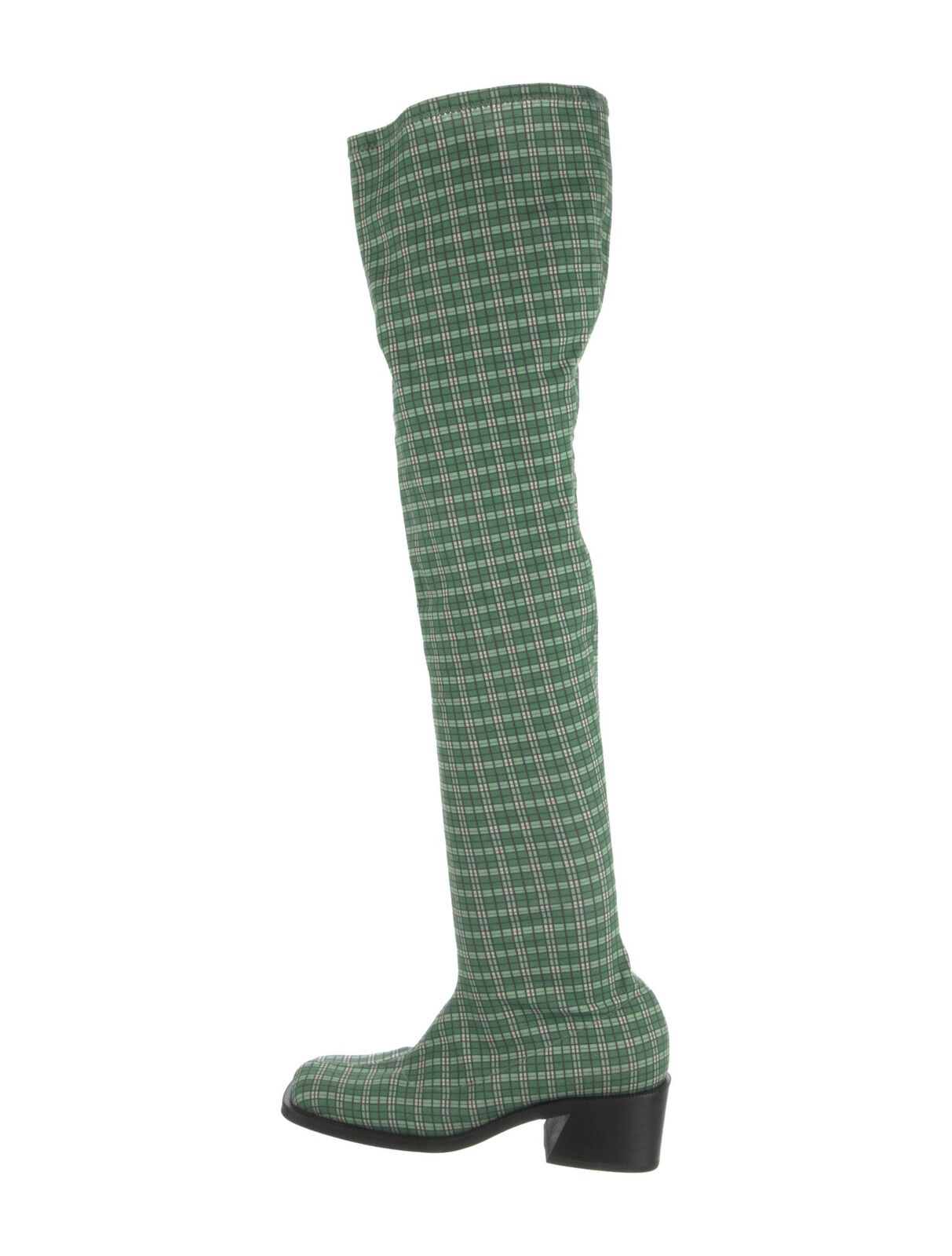 SUZANNE RAE NEW Green Plaid Tartan Print Over The Knee Thigh High Sock Boot 35