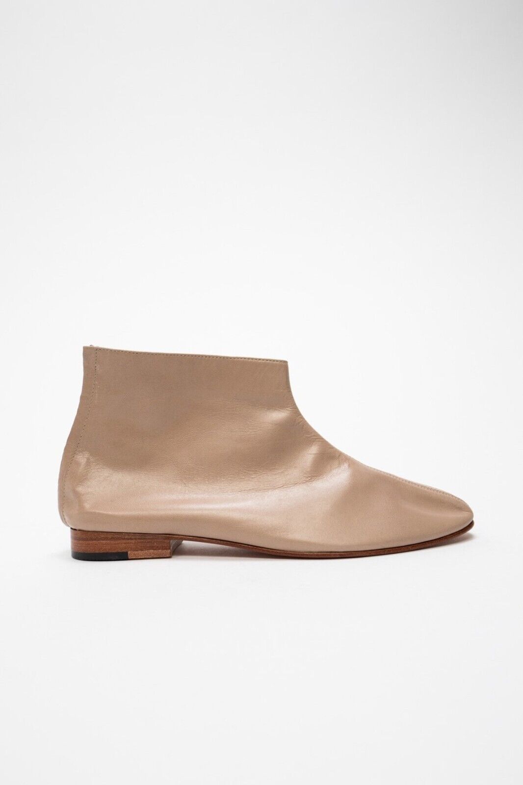 MARTINIANO Leone Beige Brown Leather Round Toe Ankle Low Cut Flat Boot 35.5
