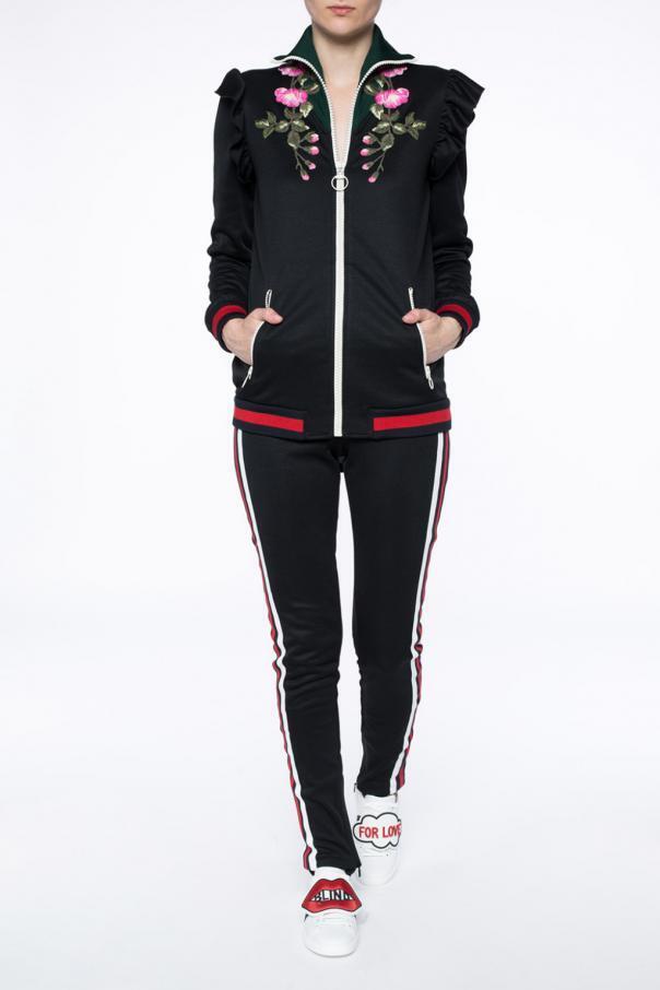 GUCCI Black Technical Web Band Red White Stripe Stirrup Sweat Pant Legging XS